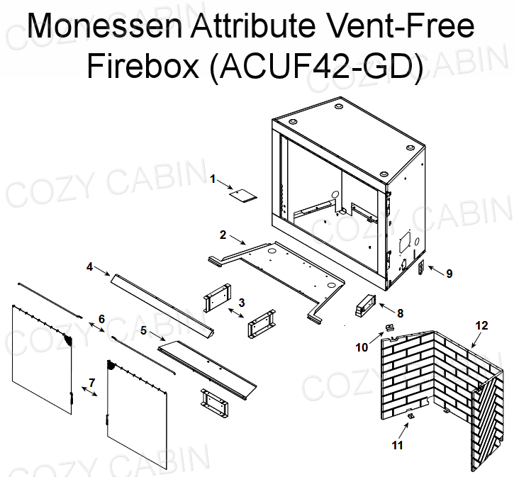 Monessen 42" Attribute Vent-Free Firebox with Gray Interior (ACUF42-GD) #ACUF42-GD
